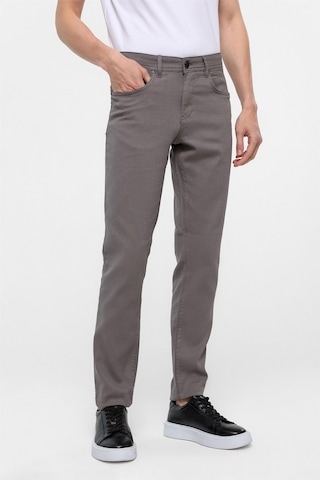 Süvari Gri Slim Fit 5 Cep Kalıp Armürlü Kanvas Pantolon