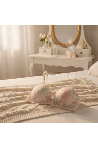 Bonbon Kadın Dantelli Çiçek Desenli Emzirme Sütyeni Bb2735 Ekru