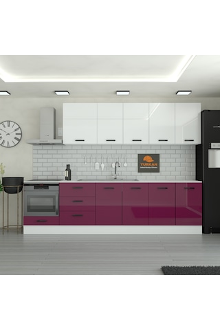 290 Cm Mutfak Dolabı Mdf Kapak Tezgah Dahil Yrkn290 102 Mürdüm