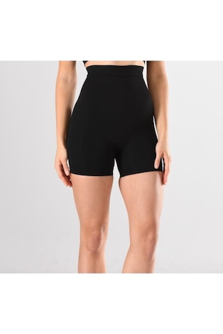 Nacar Store Kadın 1 Beden Küçülten Yüksek Bel Boxer Slikonlu Siyah Renk Dikişsiz Korse