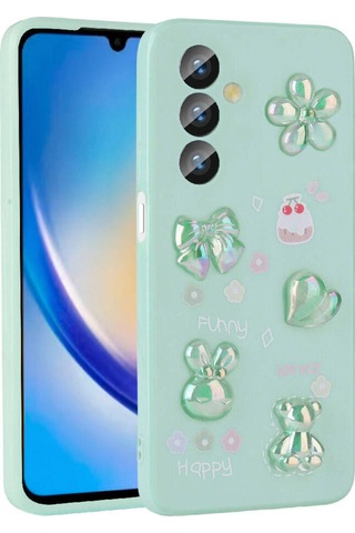 Galaxy A23 4g Kılıf Kabartma Figürlü Parlak Zore Toys Silikon Kapak Light Green
