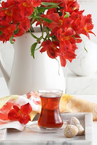 Lav Demet Cam Çay Seti 6 Kişilik 135 ml (6 Çay Bardağı, 6 Çay Tabağı)