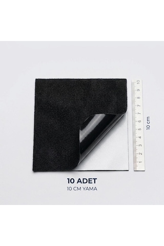 Halfart Kendinden Yapışkanlı Alcantara Tamir Yaması 10x10 Cm 10 Adet Süet Kumaş Deri Koltuk Araba Onarım Yaması Siyah