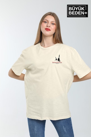 Superlife Kadın Büyük Beden Yelken Baskılı 3xl-6xl Bisiklet Yaka Tshırt Spr26btsk510-11 Pembe