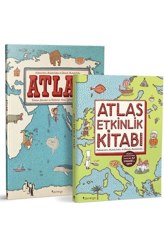 Atlas Set - Kıtalar -Denizler - Kültürler Arası Yolculuk Rehberi - 2 Kitap Takım - Aleksandra Mizielinska - Domingo Yayınevi