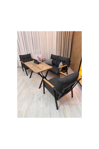 Houseart Balkon ,bahçe , Teras , Cafe ,salon , Metal Kanepe , Metal Kanepe Koltuk ,oturma Takımı 2-1-1 , Yemek Masası , Orta Masa Antrasit