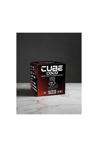 Cubecoco Nargile Kömürü 1kg 26mm 1. Sınıf Nargile Kömürü %100 Hindistan Cevizi Kabuğu