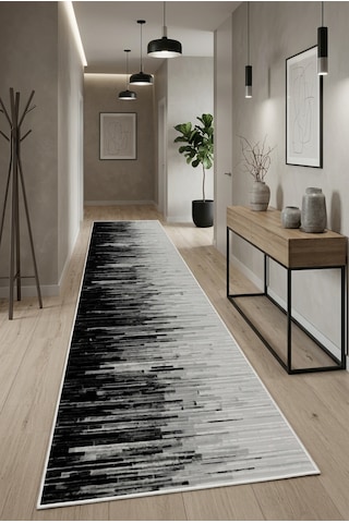 Modern Desen Dijital Baskılı Yıkanabilir Kaymaz Taban Salon Oturma Odası Antre Koridor Halısı gri