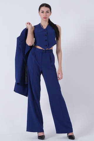 Feminist Saks Ceket-yelek Pantolonlu 3lü Takım Elbise 0106324.26 Saks