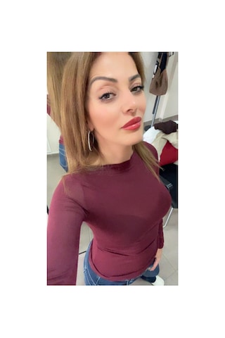 Wellway Kayık Yaka Transpıaran Detay Kaşmir Kumaş Bluz-bordo Bordo