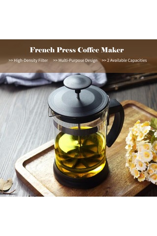 Teltree 4 Dakikada Mükemmel Kahve - 1000ml Cam Fransız Presi & Çay Demleme Makinesi Renkli