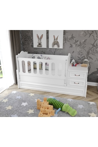 Kznhome Kartopu Büyüyen Beşik Beyaz - Tamamı 1. Kalite Mdf Beyaz