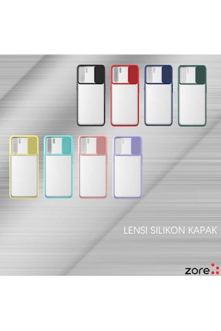 Noktaks - Oppo Uyumlu Oppo Reno 3 - Kılıf Slayt Sürgülü Arkası Buzlu Lensi Kapak - Sarı T16234 Sarı