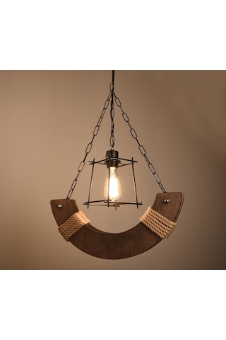 Vedemo Juliette Tekli Rustik Halatlı Ahşap Avize