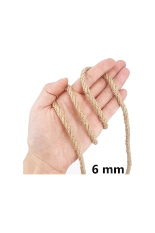 Jütburada Jüt Halat 6 Mm 10 Metre Hasır Dekor Süsleme İp