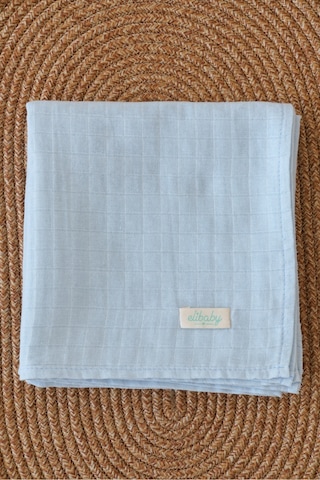 Organik Pamuk Çift Katlı Müslin Örtü Bebe Mavi 75x85 CM Bebe Mavi