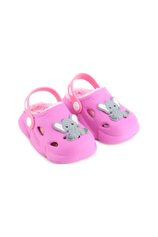 Gezer Kız Çocuk Kışlık Eva İçi Peluşlu Ev Bahçe Kreş Terlik Sandalet Fuşya