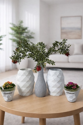Modern Dekoratif Vazo-3d Baskı Beyaz