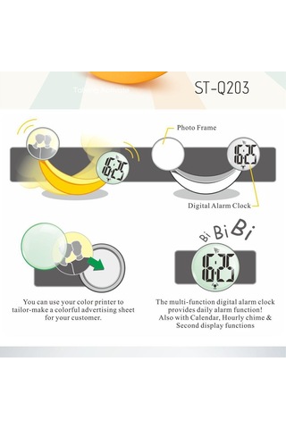 Suntek Sevimli Stiller Muz Şekli Kristal Çerçeve Çalar Saat