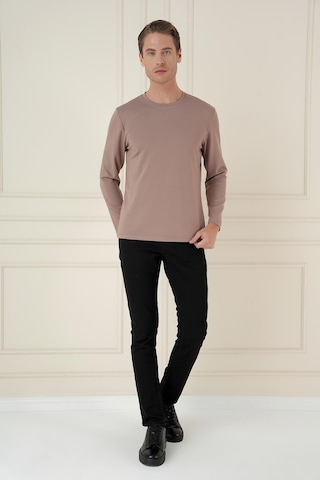 Efor Comfort Fit Bisiklet Yaka Uzun Kol Casual Vizon Tişört Ts 892 Vizon