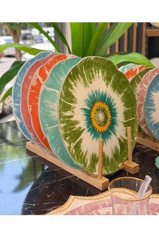 30 Parça Daisy Color Mix Servis Pasta Çay Takımı Gold-5068 Çok Renkli