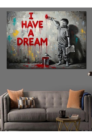 I Have A Dream Yazısı Ve Çocuk Dekoratif Kanvas - Mdf Ahşap Tablo