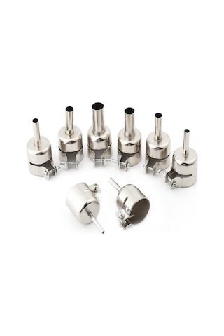 Geeksen 850-860 Sıcak Hava Tabancası Nozul Seti - 8 Parça Paslanmaz Çelik Lehimleme Uçları