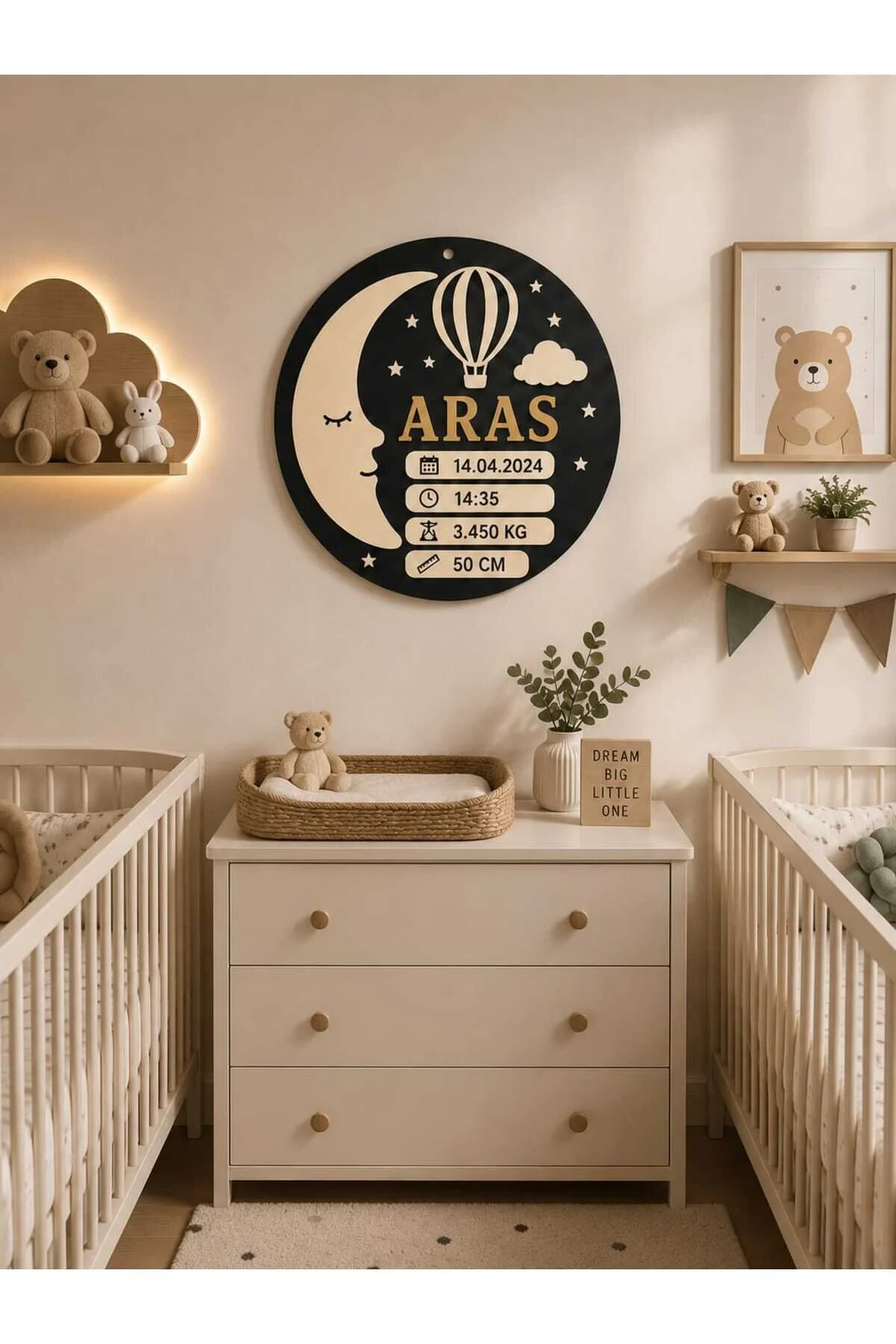 Kişiye Özel Bebek Doğum Panosu Bebek Odası Kapı Süsü Yeni Doğan Bebek Hediyesi