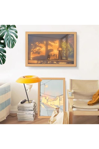 Padalink Küçük Boy Ahşap Akrilik Led Işıklı Tablo, Dokunmatik Parlaklık Ayarlı, Soğuk/doğal/sıcak Işık Renkleri, Usb Şarjlı Gölge Çerçeve Lambası