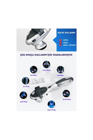 3 Başlıklı Infrared Masaj Aleti, Uzun Ve Kısa Masaj Açık Bej