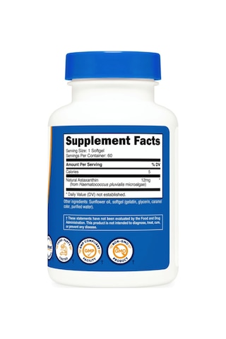 Nutricost Astaxanthin 12mg, 60 Softgels - Non-gmo And Gluten ... Aromasız