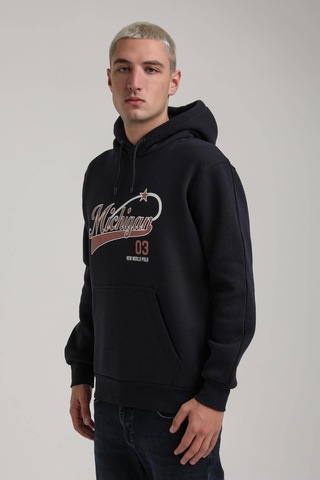 Kapüşonlu Lacivert Slim Fit Full-zip Sweatshirt 24fwm64079 Lacivert