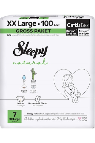 Sleepy Bebek Bezi Natural 7 Beden 20-30 Kg Xxlarge 100 Adet Gross Pk 7 Numara