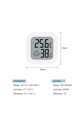 Youtek Ev İçin Akıllı Sicaklık Ve Nem Ölçer - Bebe Odası, Salon İçin Hassas Tespit Cihazı, Dijital Gösterge İle Gerçek Zamanlı Monitör Beyaz