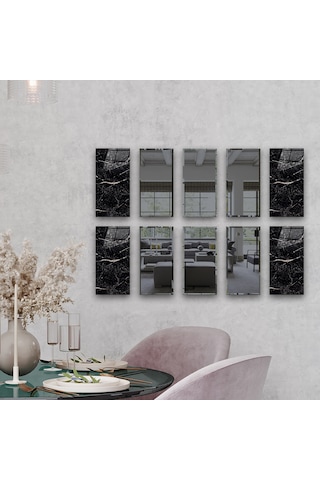Dekor Camı | Granit Desenli Cam ve Füme Ayna | 10'lu Takım