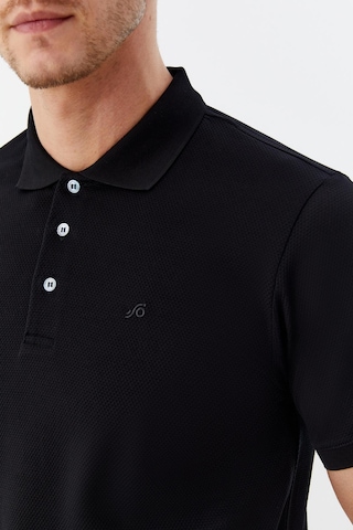Sabri Özel Erkek Siyah Dar Kesim Slim FitPamuk Dokuma Düğmeli Polo Yaka T-shirt