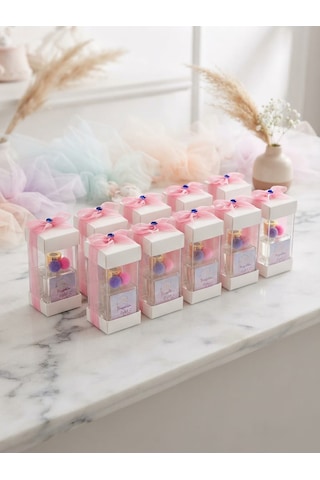 Kişiye Özel İsim Etiketli 50 Cc Cam Şişe Japon Kirazı Oda Kokusu Süslemeli Bebek Doğum Hediyeliği 20 Li Paket Renk Seçenekli
