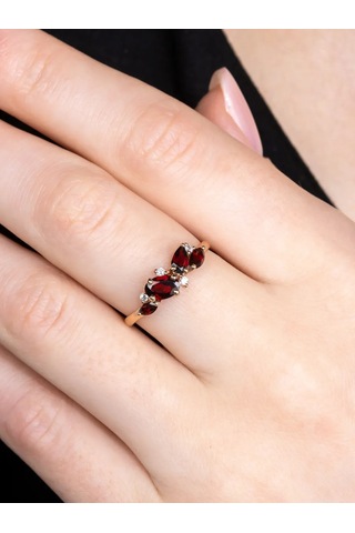 Uvelirnye Tradicii 925 Ayar Gümüşten Doğal Grenat Taşlı Yüzük 222125487 Diğer