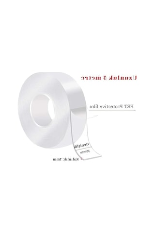 5 Metre Uzunluğunda Su Sızdırmaz Çift Taraflı Şeffaf Bant, 30mm Genişlik 0,13mm X 48mm X 25mt
