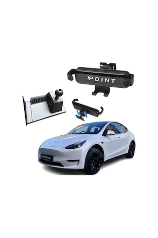 Tesla Y Model Araca Özel Cep Telefon Tutacağı Robotik Oynar Başlık 2021-2024 Arası Profesyonel Ürün Siyah