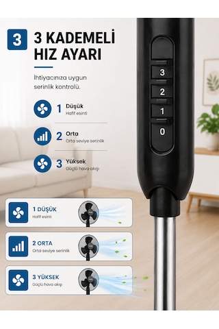 Breeze Mx-bs160 16 İnç Katlanır Ayaklı Vantilatör 45w 3 Kademeli Hız Ayarlı Metal Izgaralı Vantilatör
