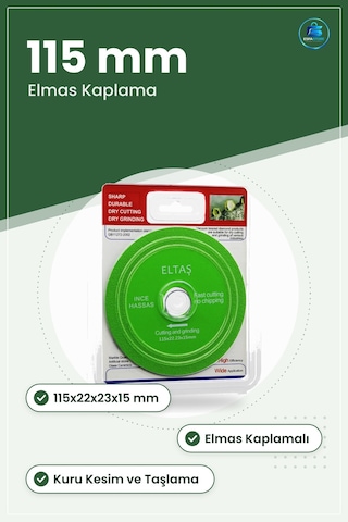 Cam Kesme Ve Taşlama Diski 115x22x23x15mm Elmas Kaplamalı Yaşıl İ