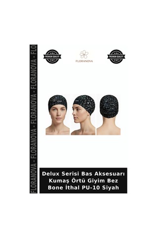 Floranova Delux Serisi Bas Aksesuarı Kumaş Örtü Giyim Bez Bone İthal Pu-10 Siyah