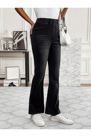 Bhrwear Kadın Beli Lastikli Paçaya Doğru Hafif Ispanyol Gelen Kot Pantolon Renkli
