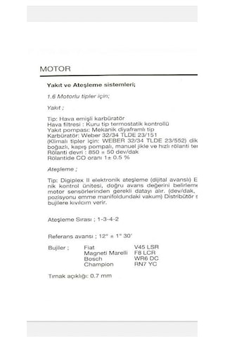 Fiat Tempra Tipo Karbüratörlü Buji Seti