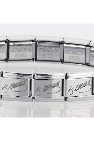 K. Atatürk İmzalı İtalyan Charm Unisex Çelik Bileklik Scb54 Beyaz