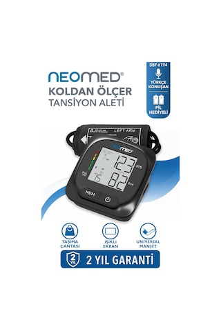 Neomed Dbp-6194 Türkçe Konuşan Üst Koldan Işıklı Ekranlı Dijital Tam Otomatik Tansiyon Aleti