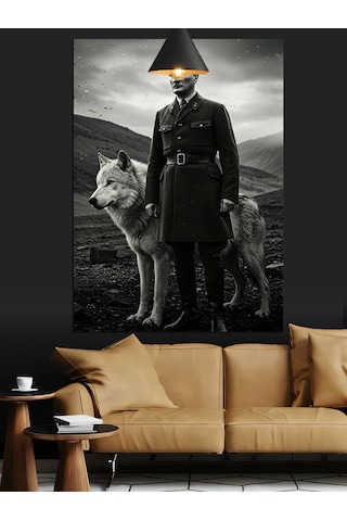 Mustafa Kemal Atatürk Ve Kurt Dekoratif Kanvas - Mdf Ahşap Tablo