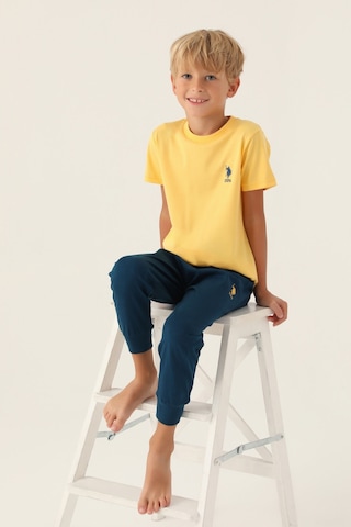U.S. Polo Assn. Lisanslı Palm Tree Sarı Erkek Çocuk Pijama Takımı 5274-43359 Turuncu