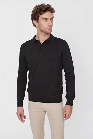 Morven Basic Dinamik Fit Rahat Kesim Polo Yaka Triko Kazak 99kc017001001 Siyah